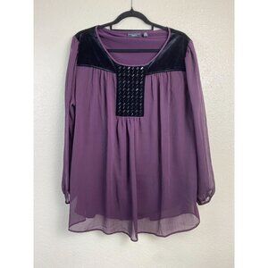 Susan Graver Velvet‎ Studded Purple Blouse Womens Plus size 18W Career Office